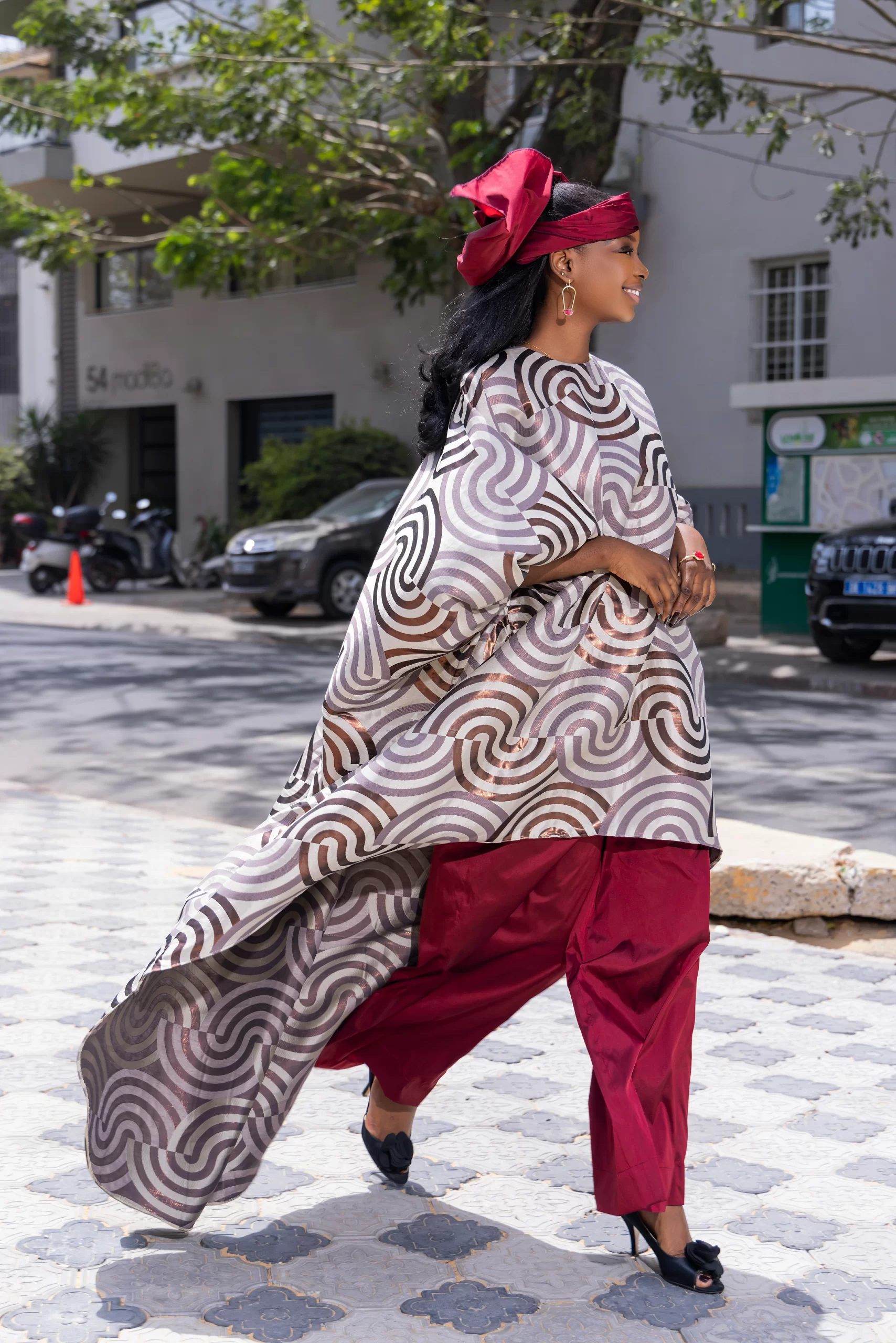 Ensemble Tunique Vertigo + Pantalon Rouge Bordeaux – Image 2